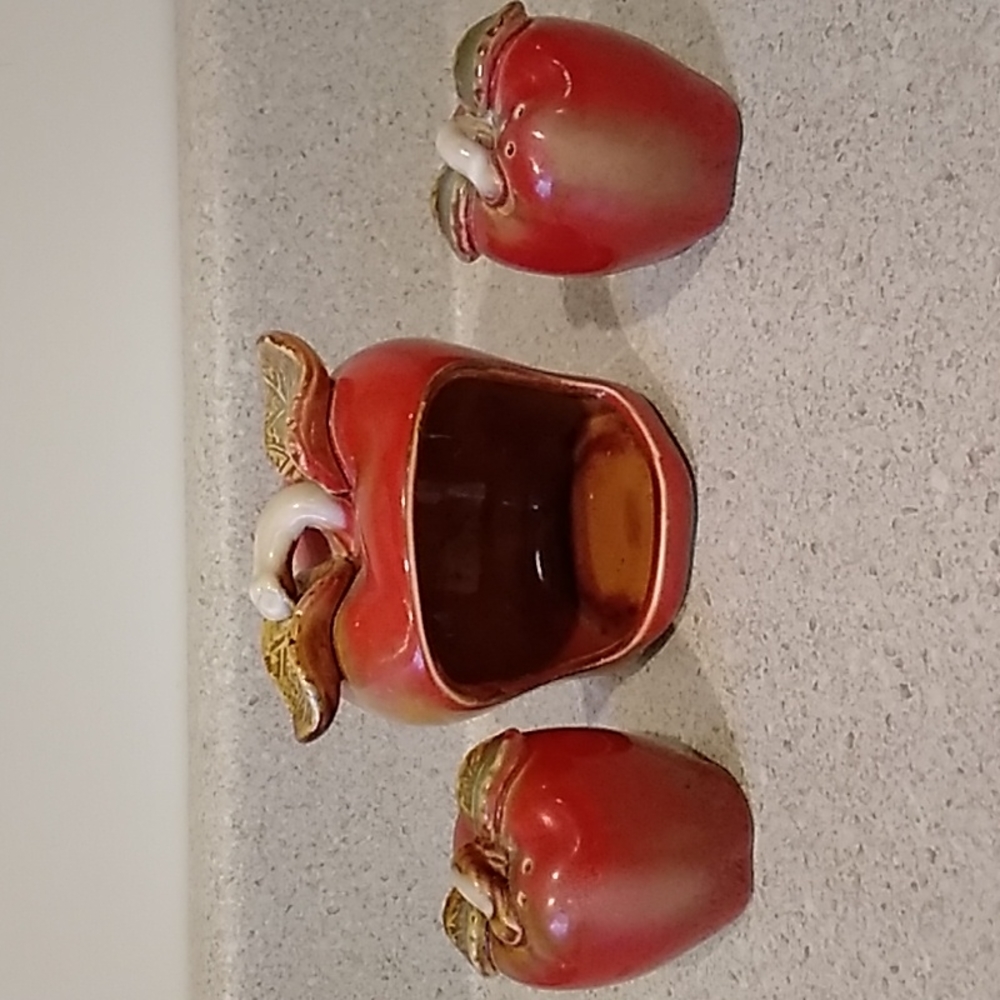 APPLE Scrub holder with matching salt and pepper shaker